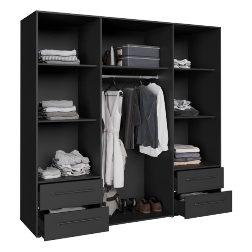 Szafa przesuwna na ubrania 200 cm  Kolor  Czarny